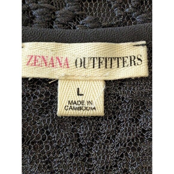 Zenana Outfitters Womens Lace Peplum Top Size Large Black Whimsigoth Witchy Goth - Picture 5 of 7